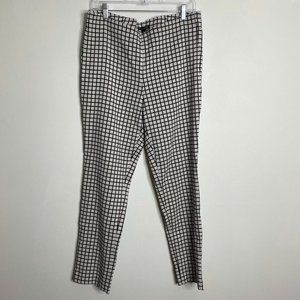 Adrianna Papell Jaquard pull on pant high waist 14 NWT black white check
